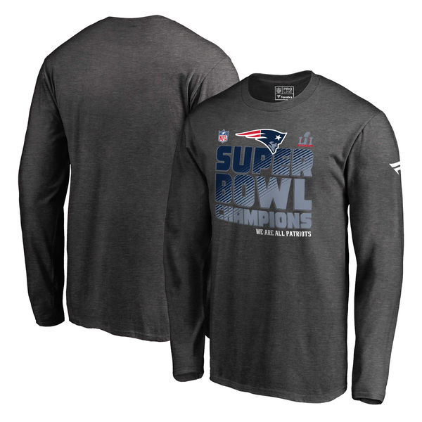 New England Patriots Pro Line by Fanatics Branded Super Bowl LI Champions Trophy Collection Locker Room Long Sleeve T-Shirt - Charcoal